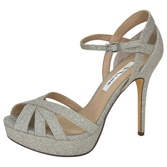 Nina Samara Dark Silver Glitterati Womens Heels Size 8M - Picture 2 of 12